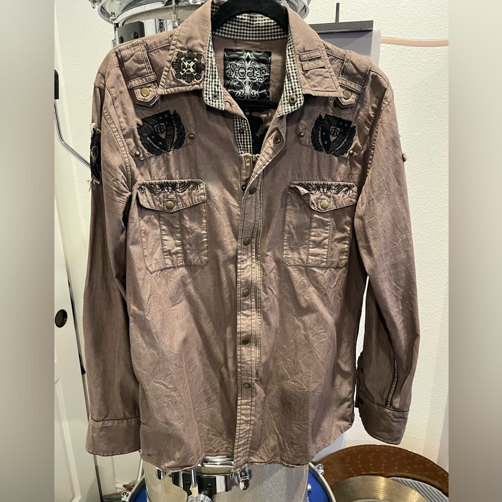 3-shirts Roar, Affliction, and Armani Exchange Button Down Long Sleeve Shirts